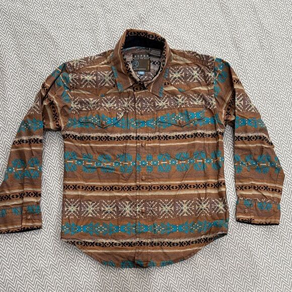 Roper Western Wear Kids Aztec Patterned Button-Up Shirt Size 4-5 - Picture 1 of 3